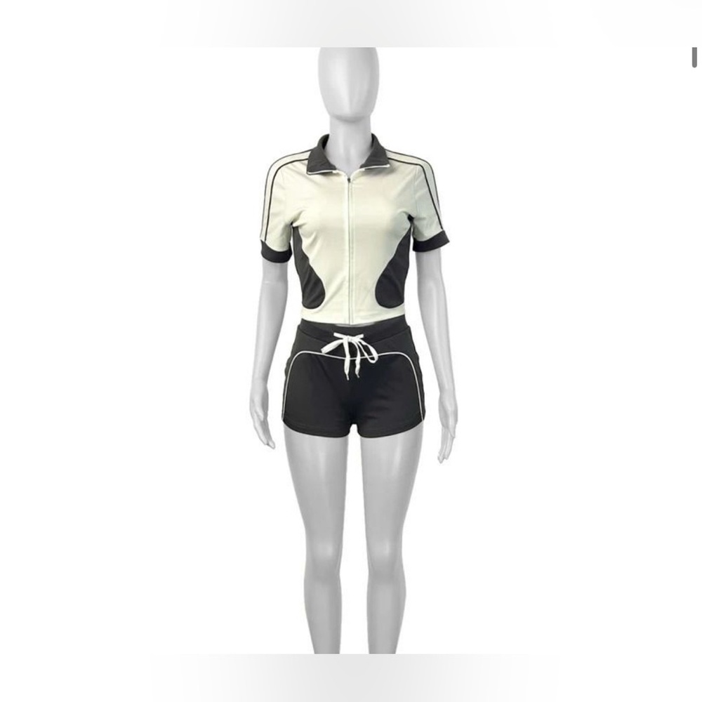 Black and Cream Athletic Set
